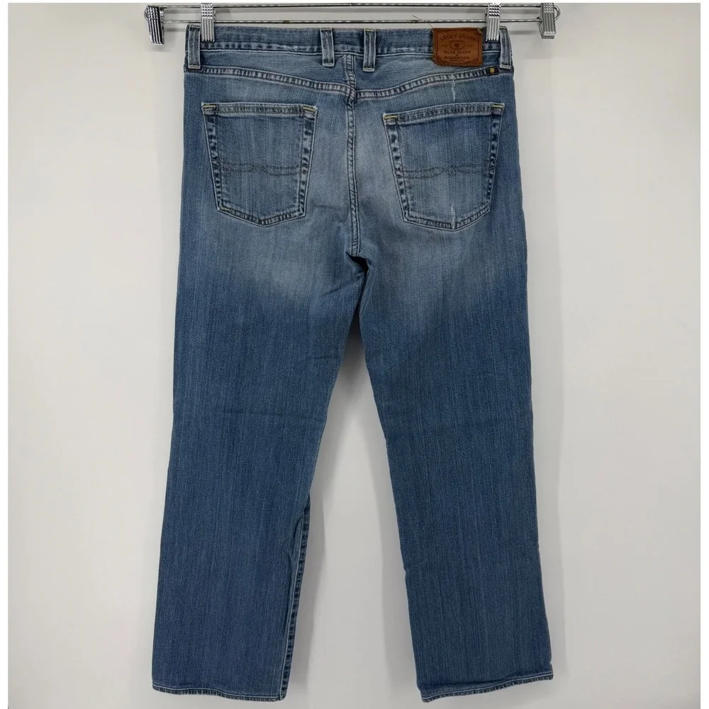 Lucky Brand Jeans Mens 33x32 Blue 361 Vintage Straight Med wash distressed Denim